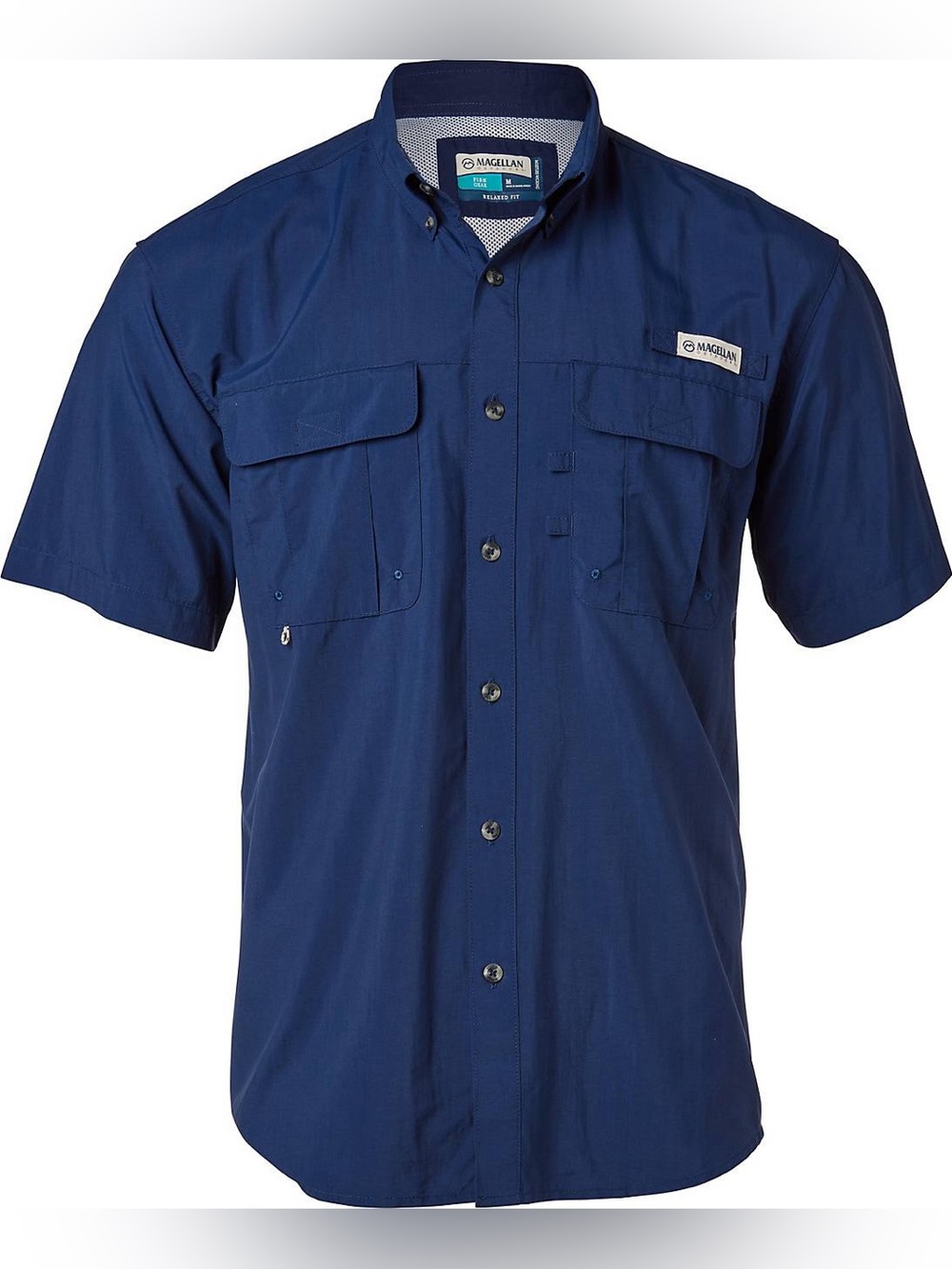 Magellan Outdoors Men’s Short-Sleeve Navy Utility Shirt Fishing